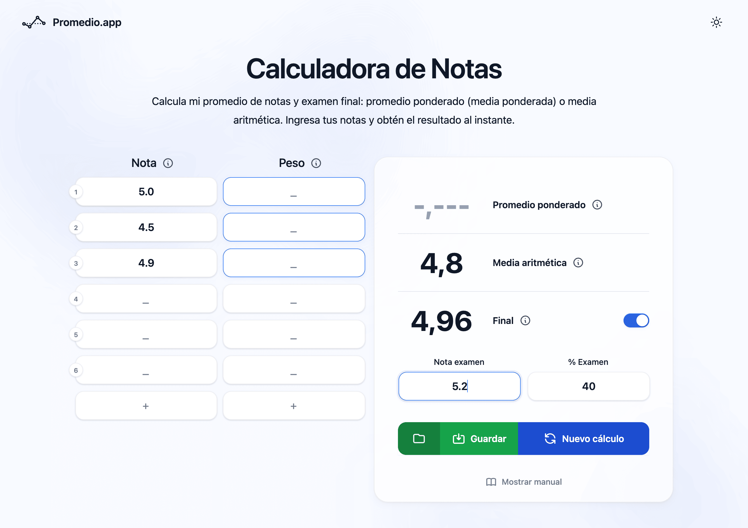 Simulador de eximición y examen final Chile — Promedio.app