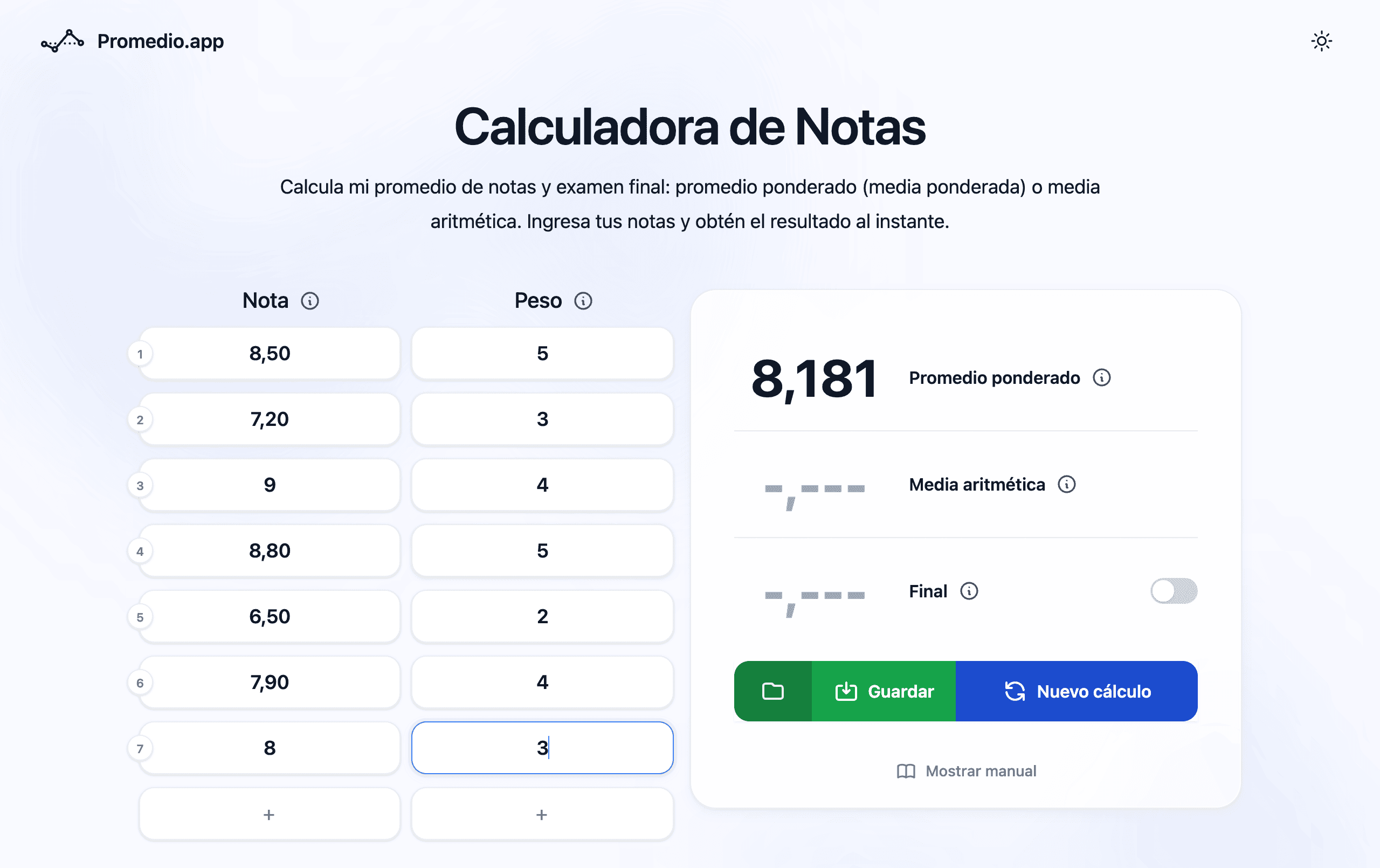 Calculadora de promedio acumulado Ecuador — todas las materias y créditos en Promedio.app